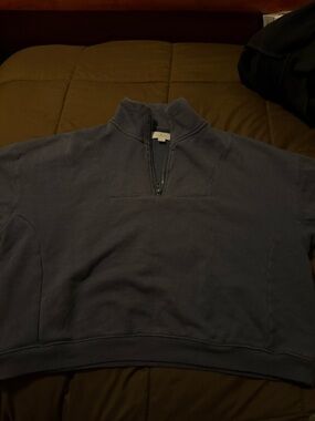 Colsie Women Zip-Up Sweater in Navy Blue